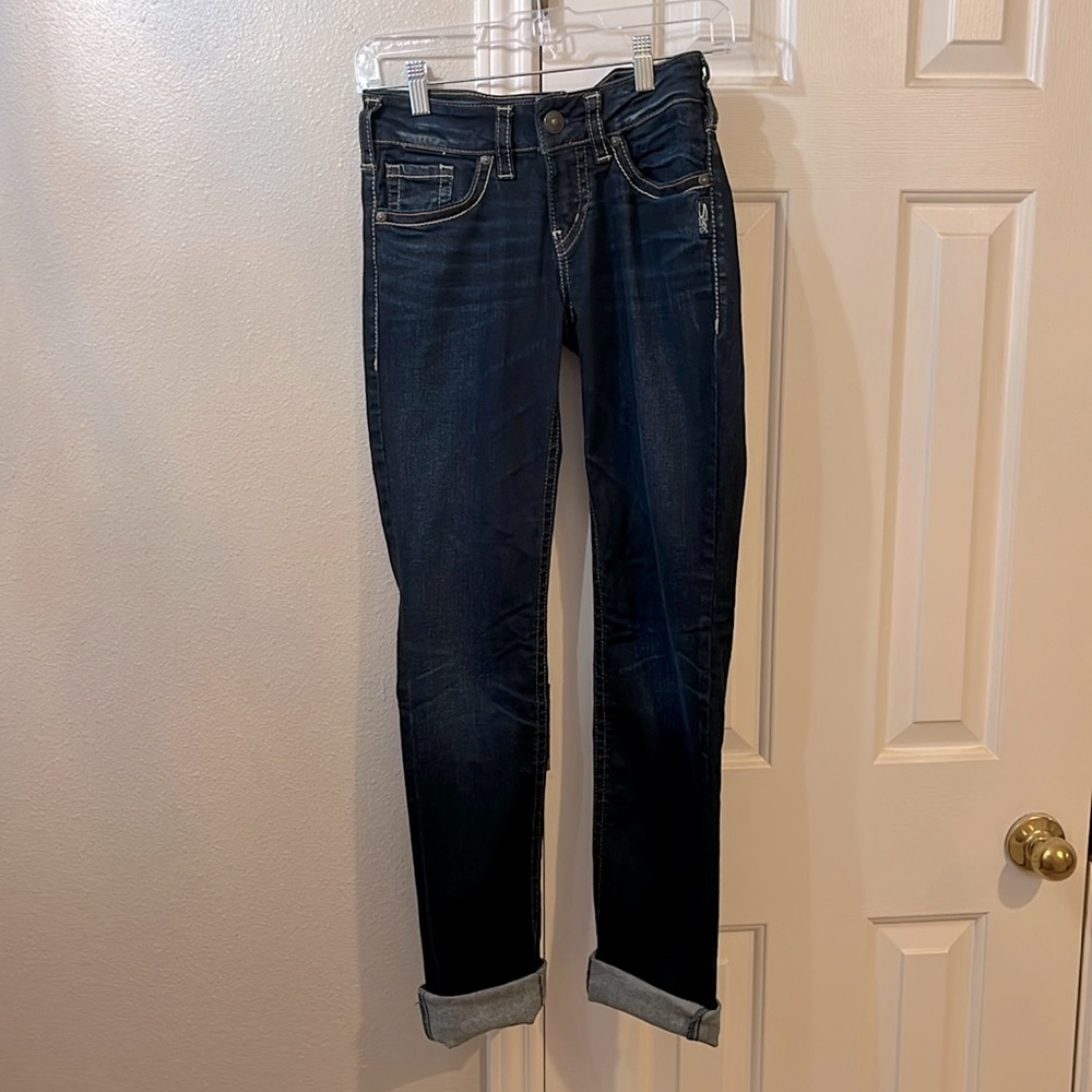 Silver Jeans dark wash 25w/32l